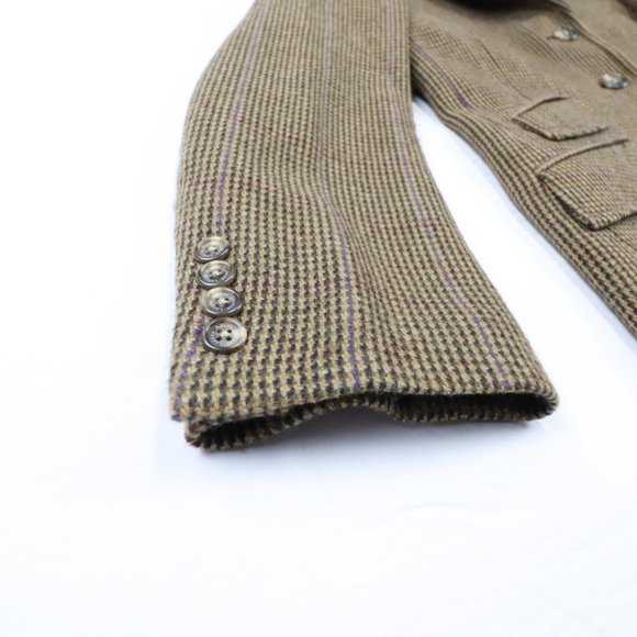 RALPH LAUREN BROWN PURPLE MULTI HOUNDS-TOOTH BLAZER JACKET SIZE 12 - Picture 8 of 15